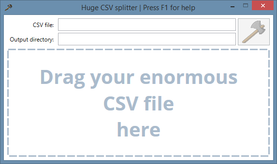 Главное окно приложения hugeCSVsplitter