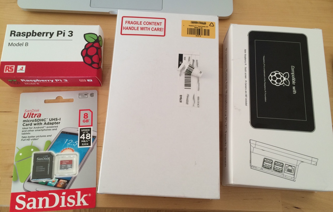 Boxed Raspberry Pi with accessories