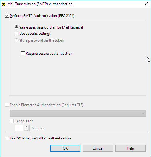 The Bat SMTP authentication