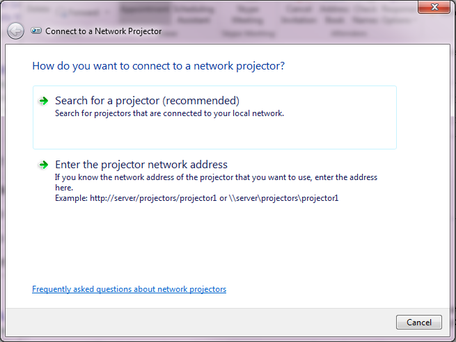 Two ways of connecting to a projector in Windows 7