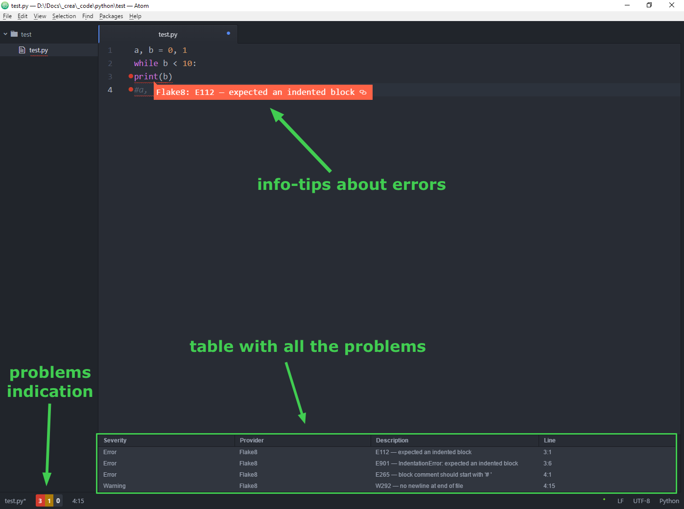 Atom for Python development Declaration of VAR