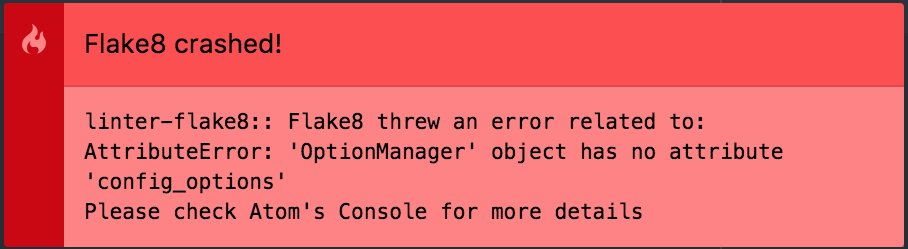 Flake8 crashed