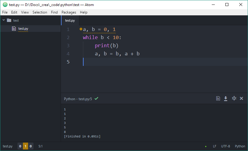 Run Python script from Atom