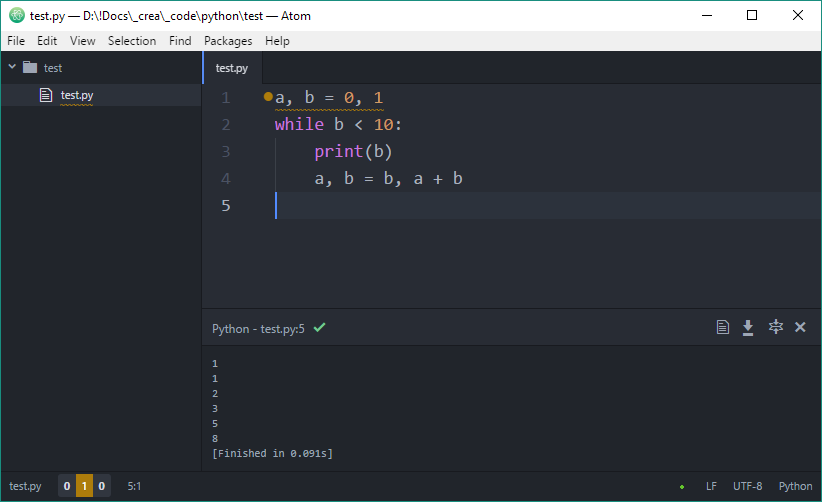 Atom for Python development Declaration of VAR