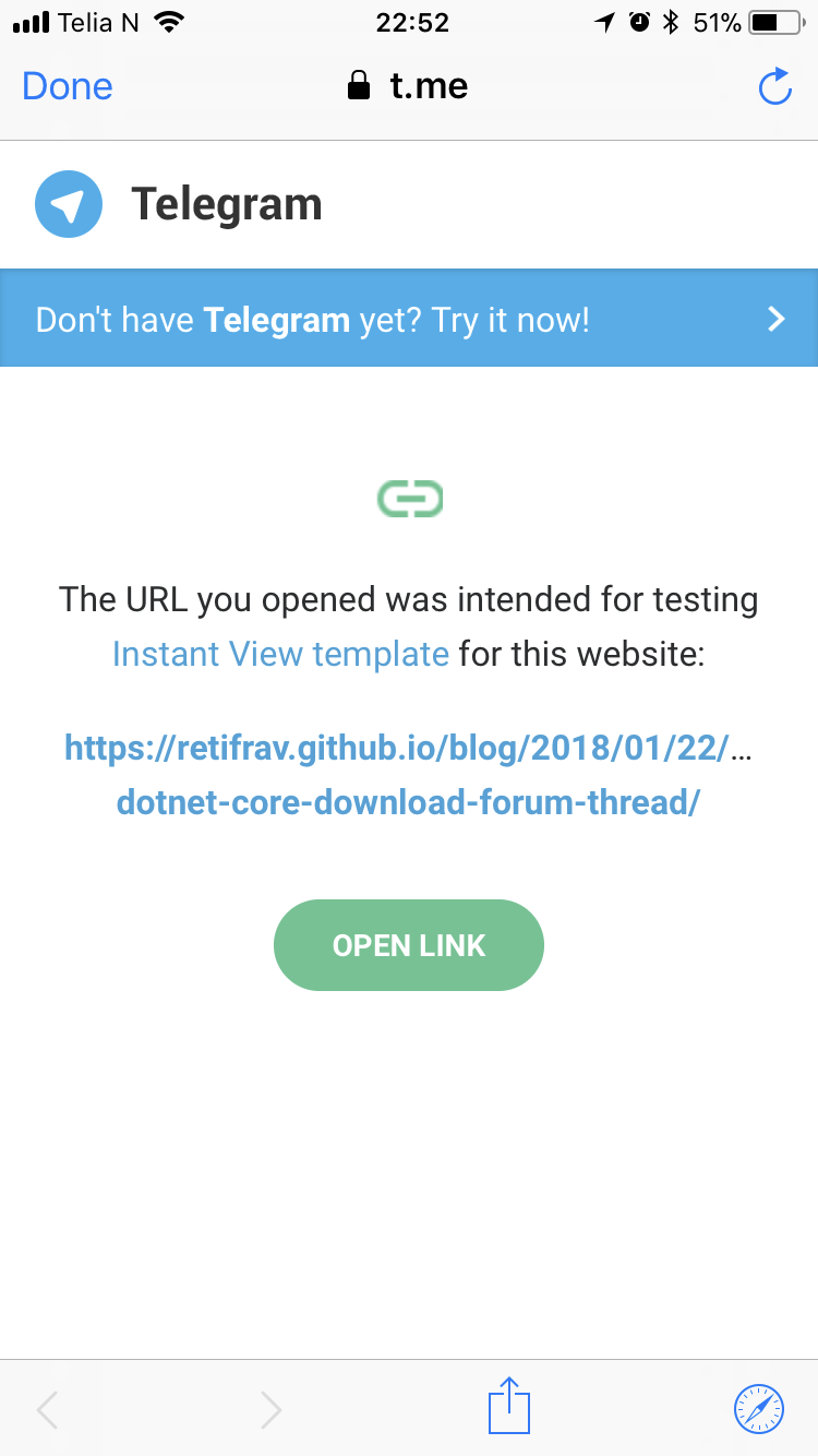 Telegram IV fail link