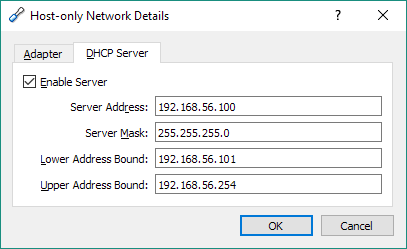 VirtualBox Preferences DHCP