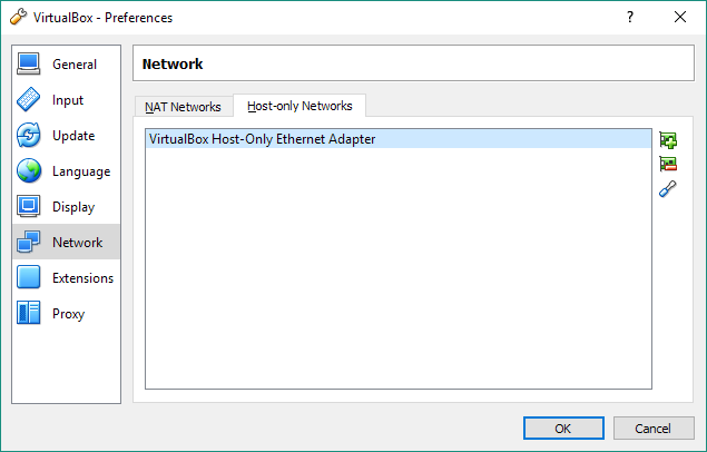 VirtualBox Preferences host