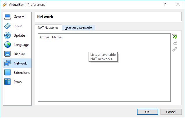 VirtualBox Preferences NAT