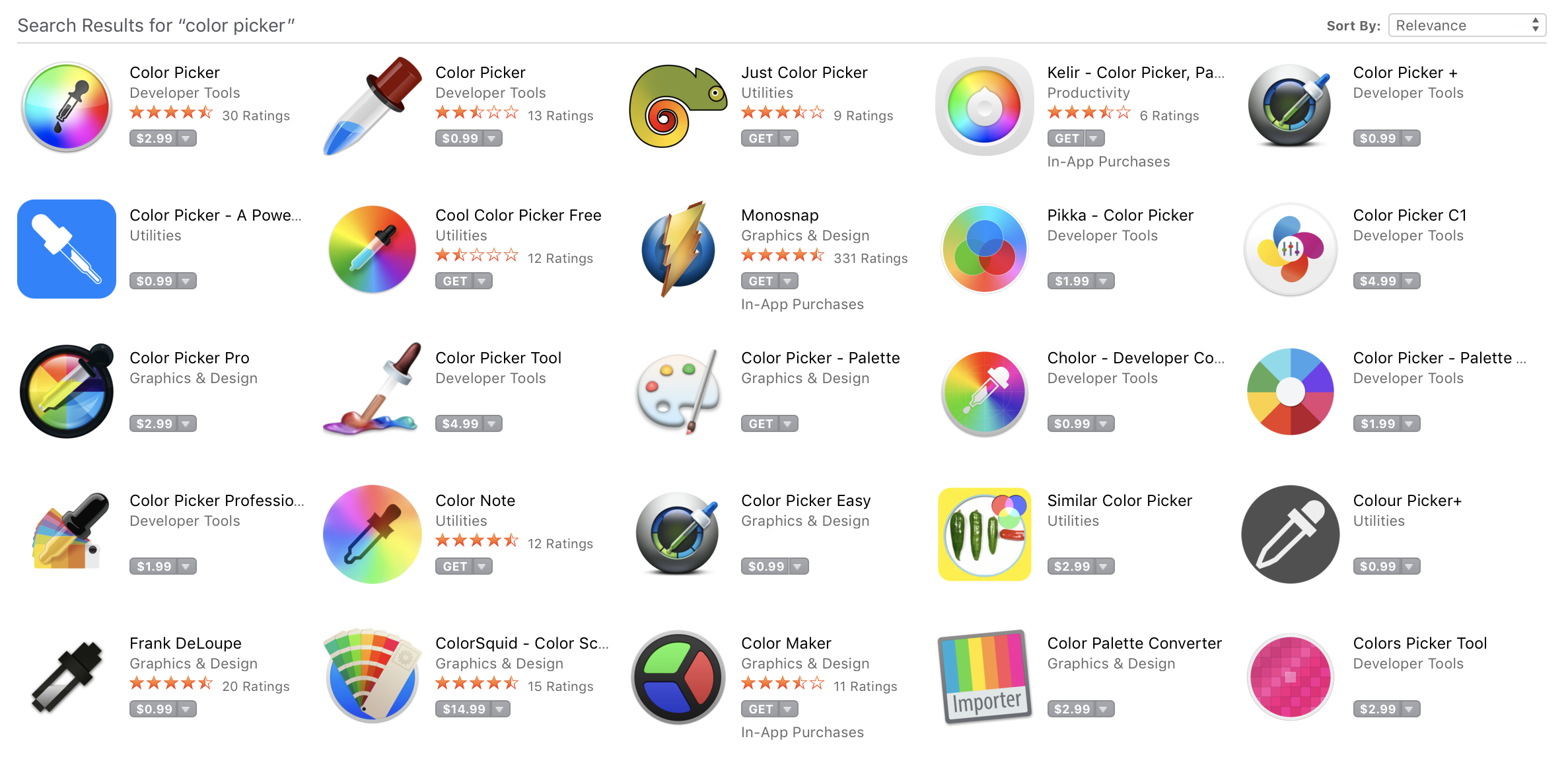 Mac OS AppStore color pickers
