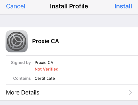 Proxie certificate install