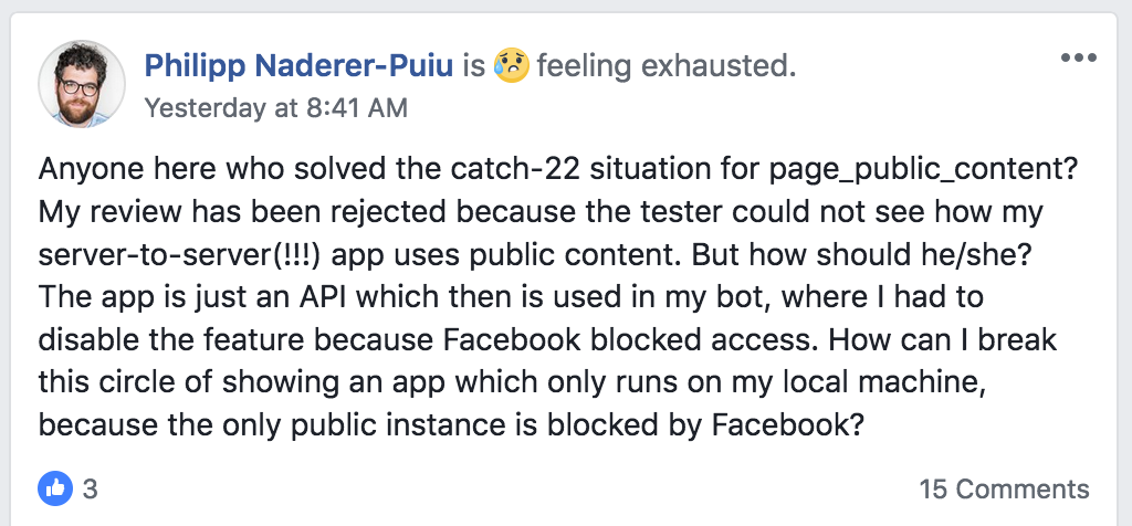 Facebook App Review for a server-to-server interaction