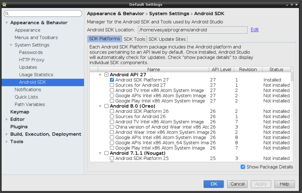 Android SDK platforms