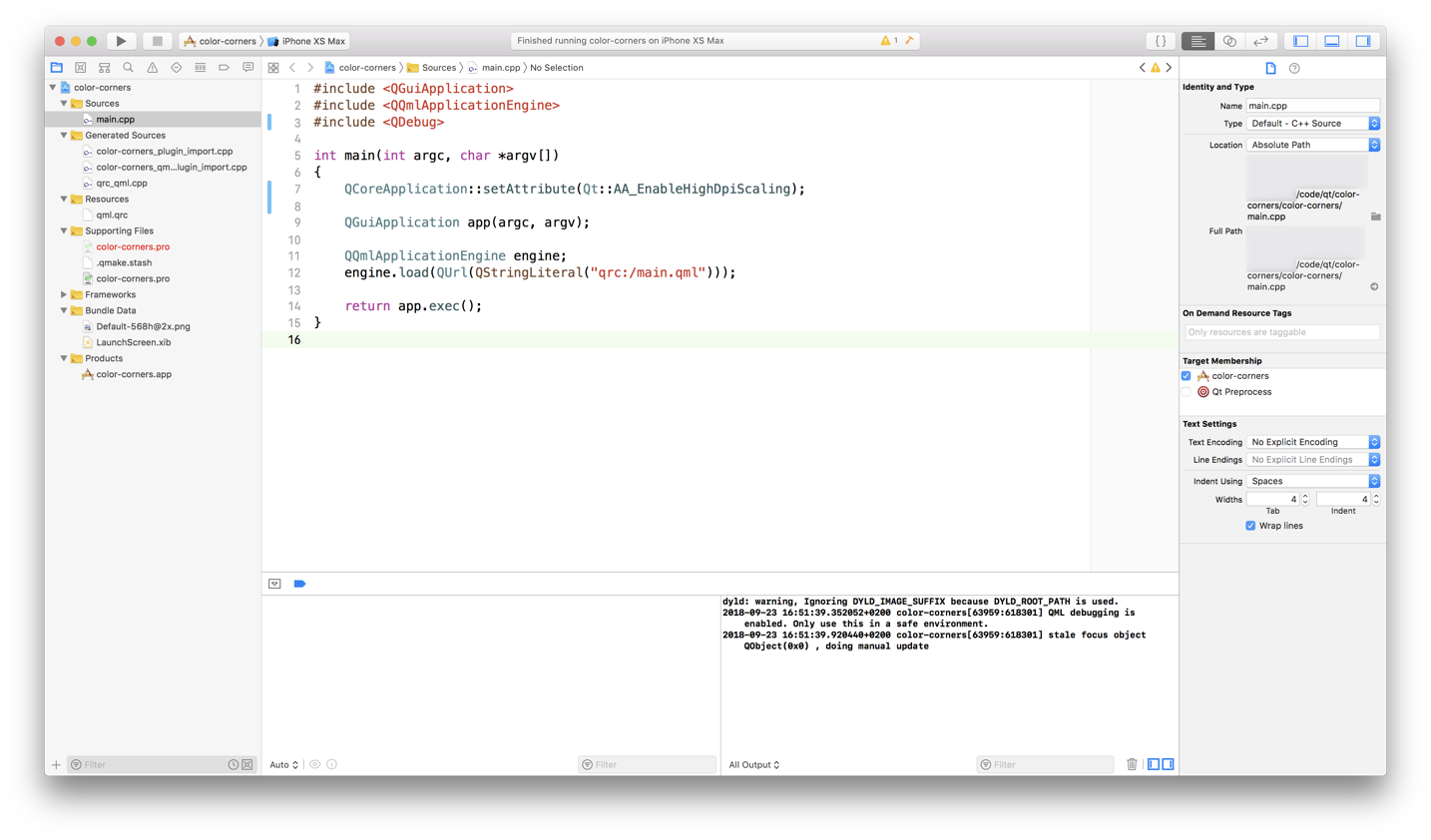 Qt project in Xcode