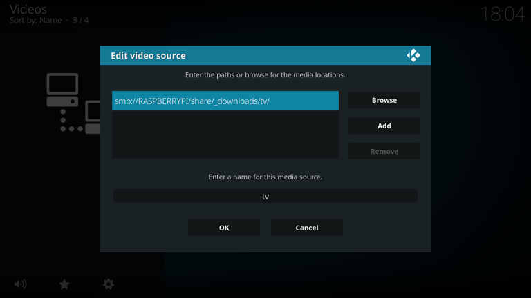 Kodi, SMB share