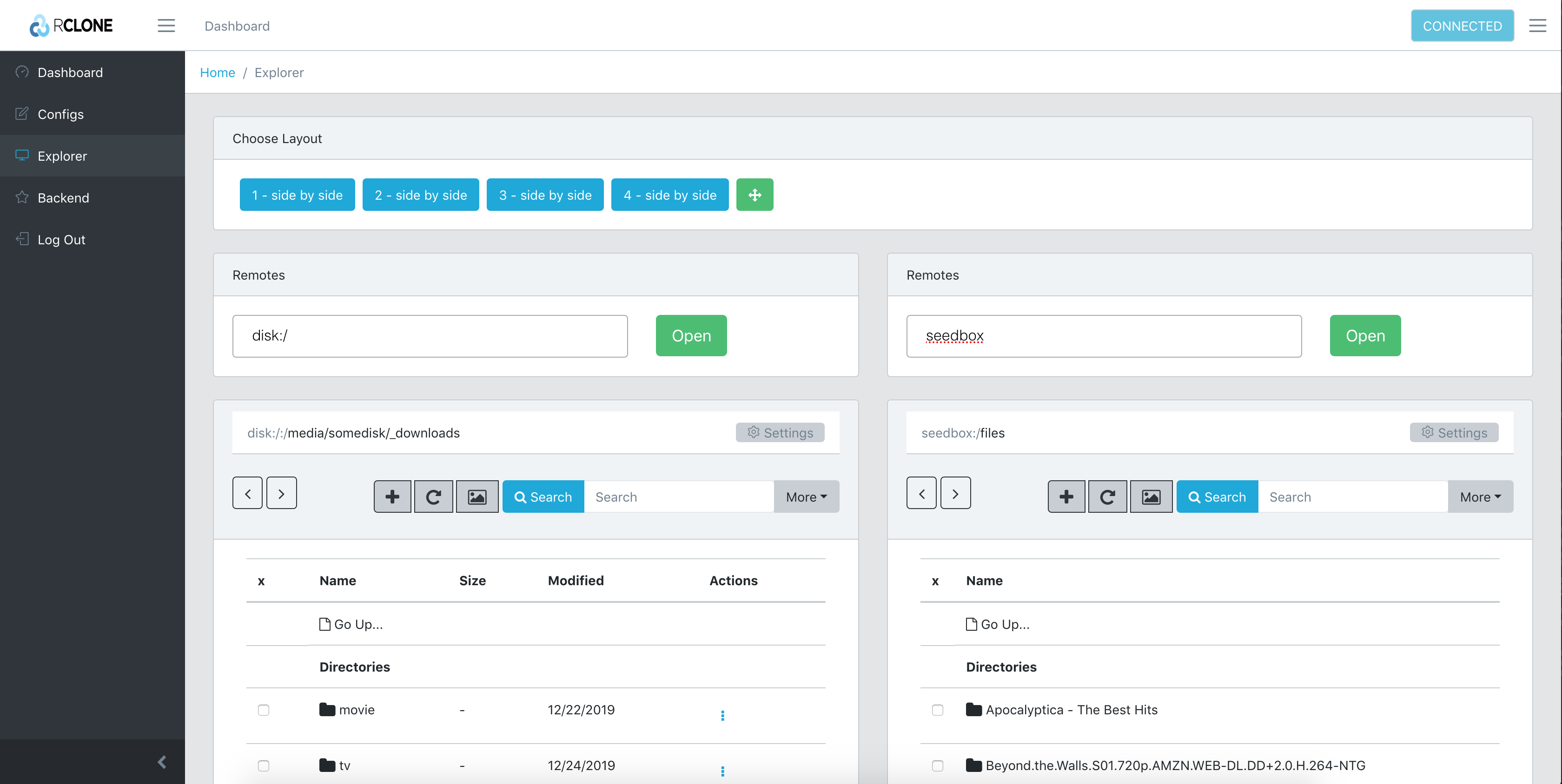 rclone web GUI