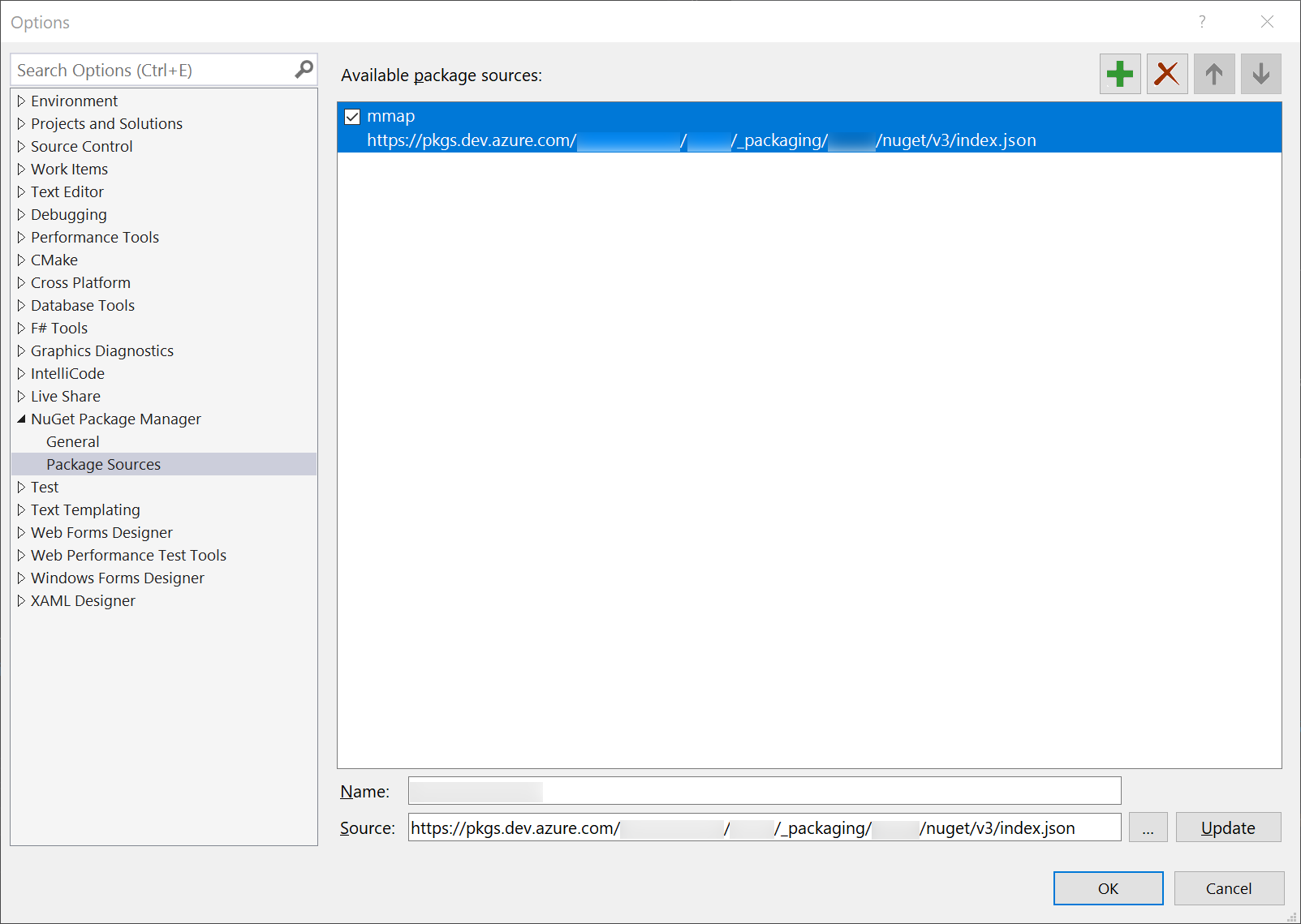 Visual Studio, NuGet source
