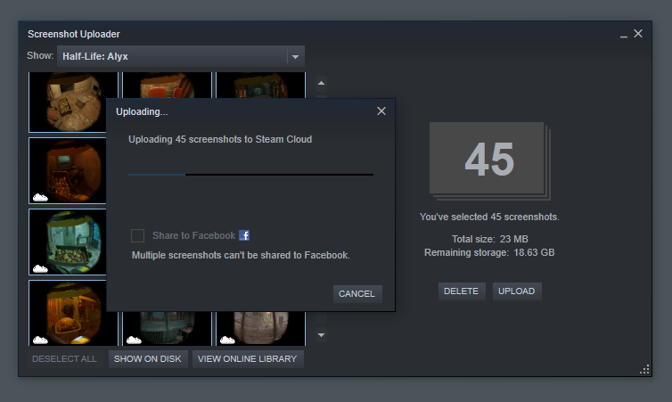 Steam Screenshot Uploader uploading