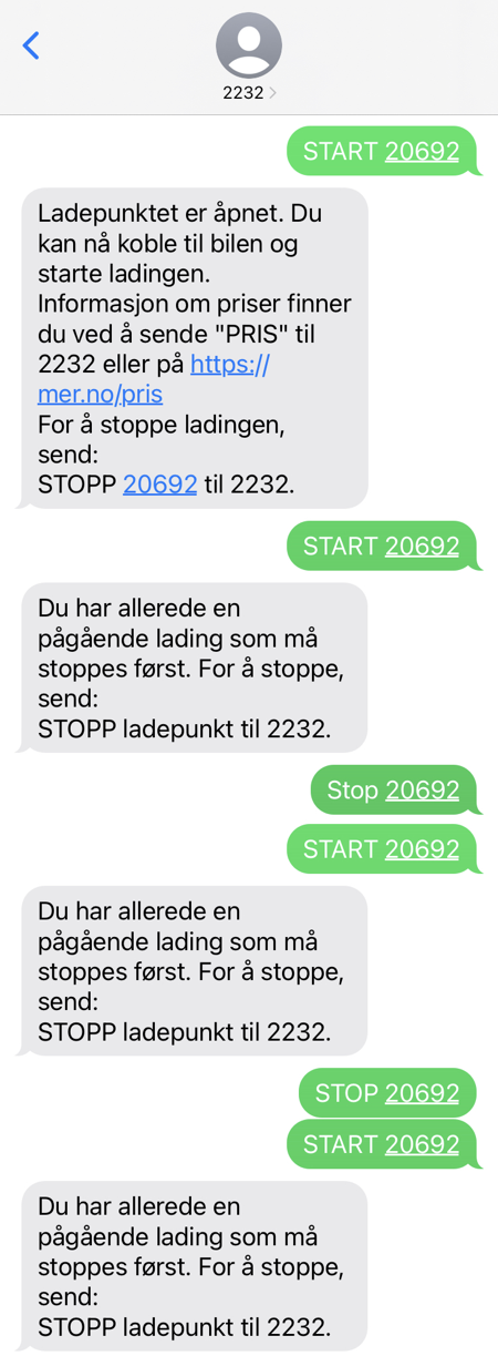 Mer charging fails to start with SMS