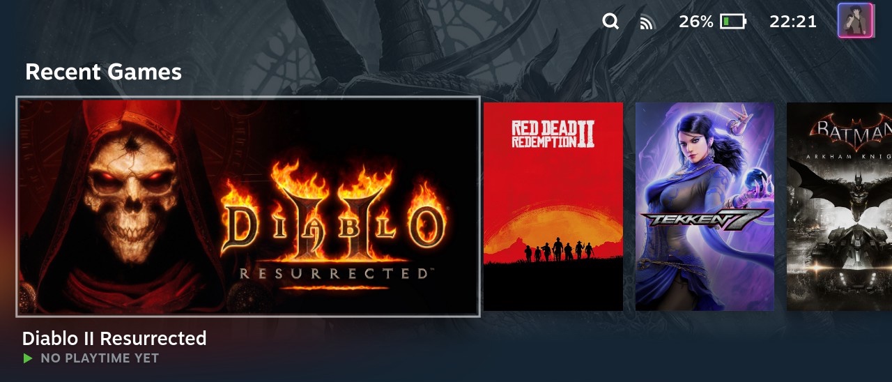 Diablo II Resurrected in Steam game gallery in Gaming mode on Steam Deck