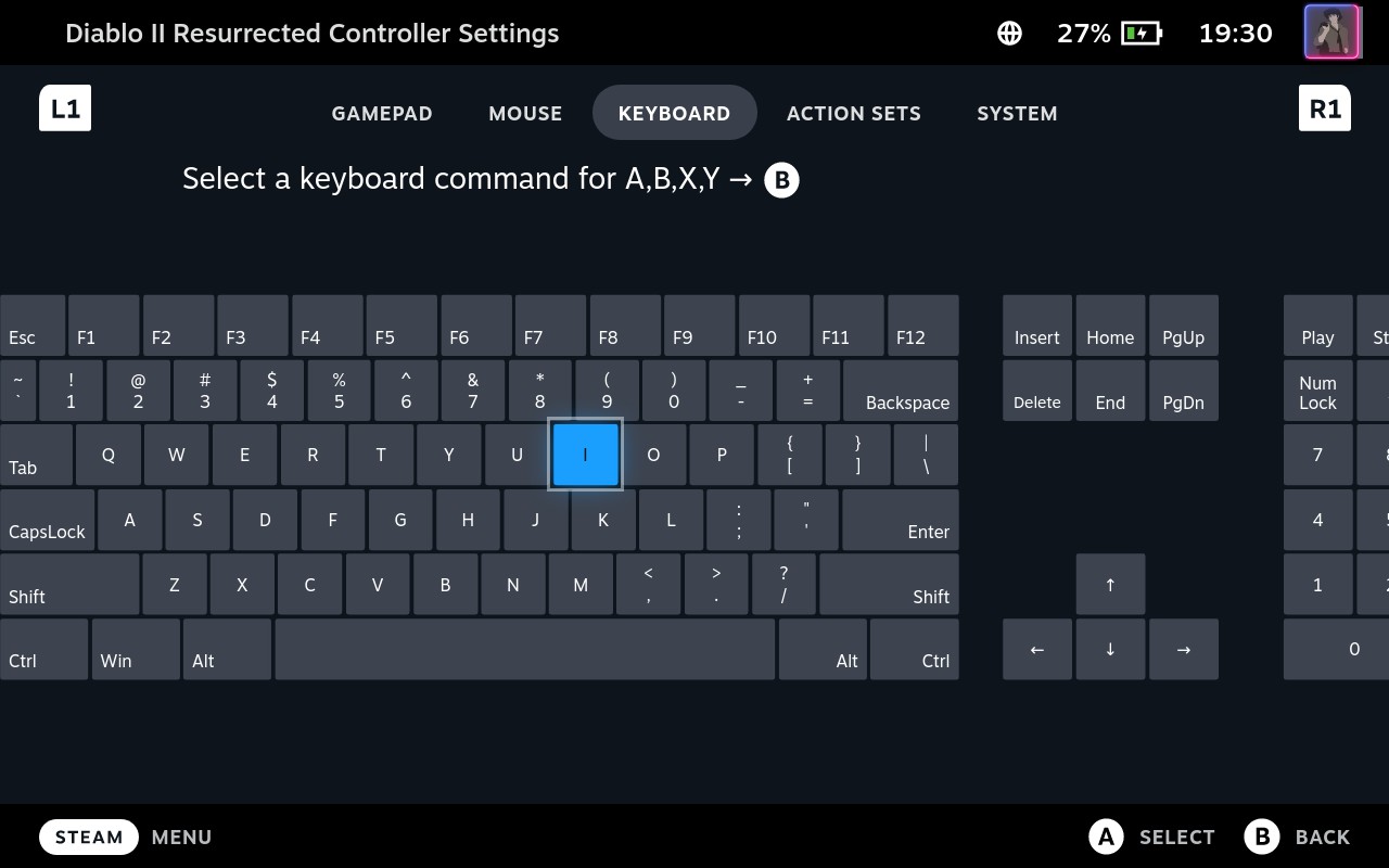 Steam Deck, Steam Input, Controller binding options, keyboard