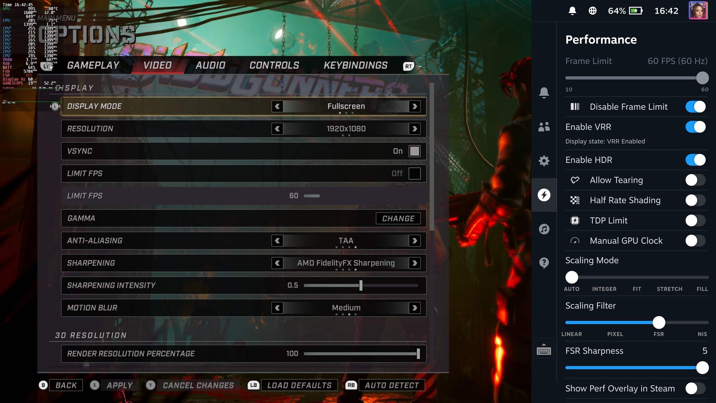 Showgunners on Steam Deck with TV, cannot enable FSR