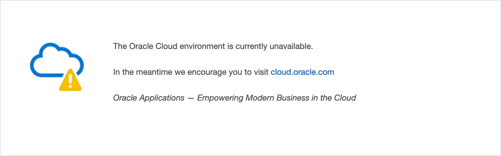 Oracle Cloud, planned outage