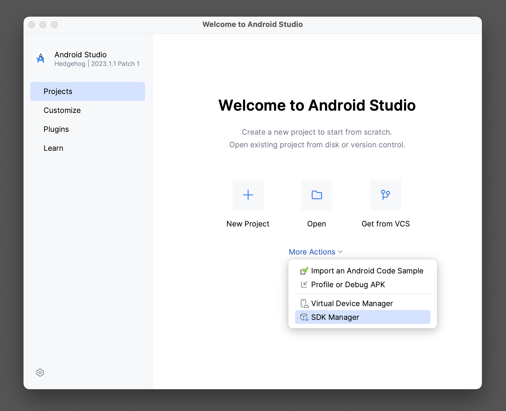 Android Studio, SDK manager