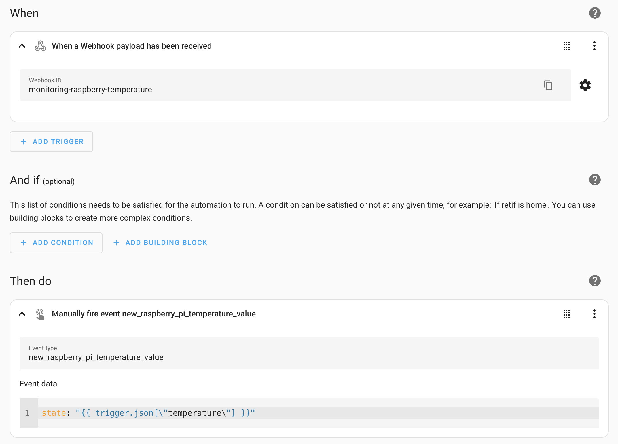 Home Assistant, automation webhook trigger dispatching an event