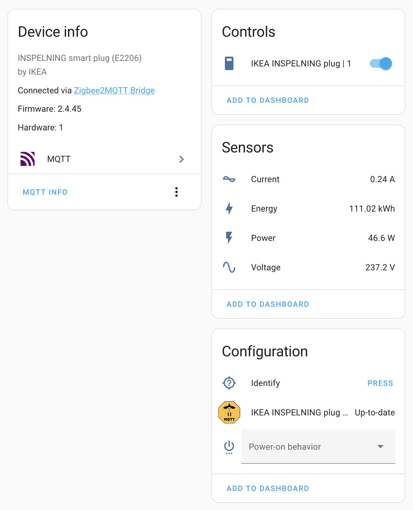 Home Assistant, IKEA INSPELNING metrics