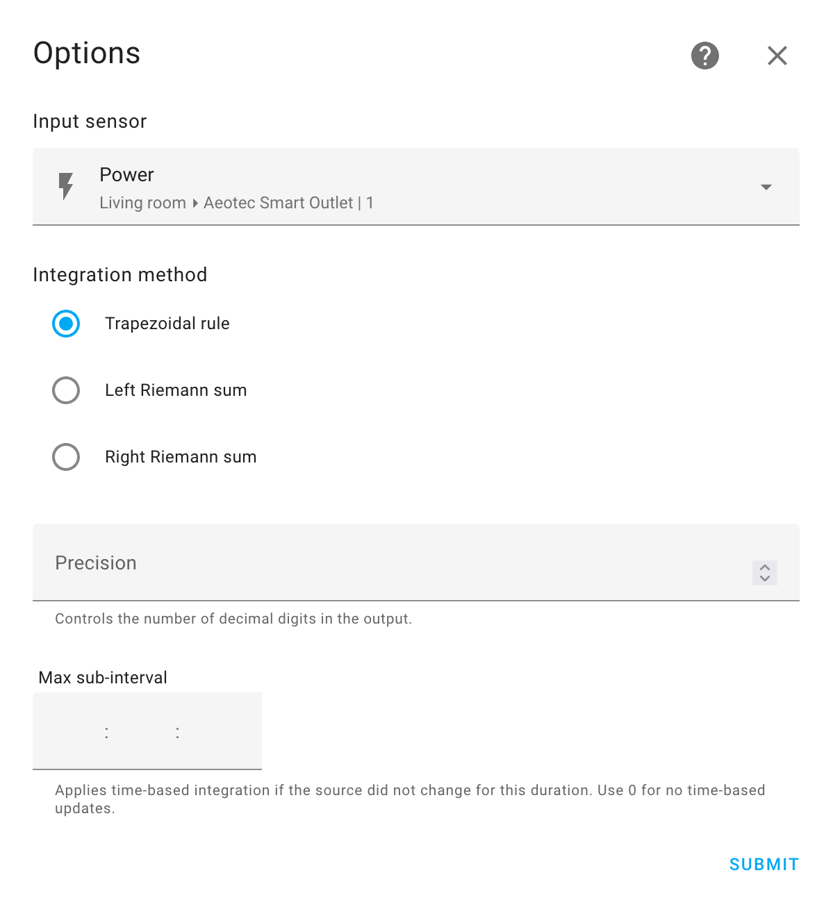 Home Assistant, Integral sensor options