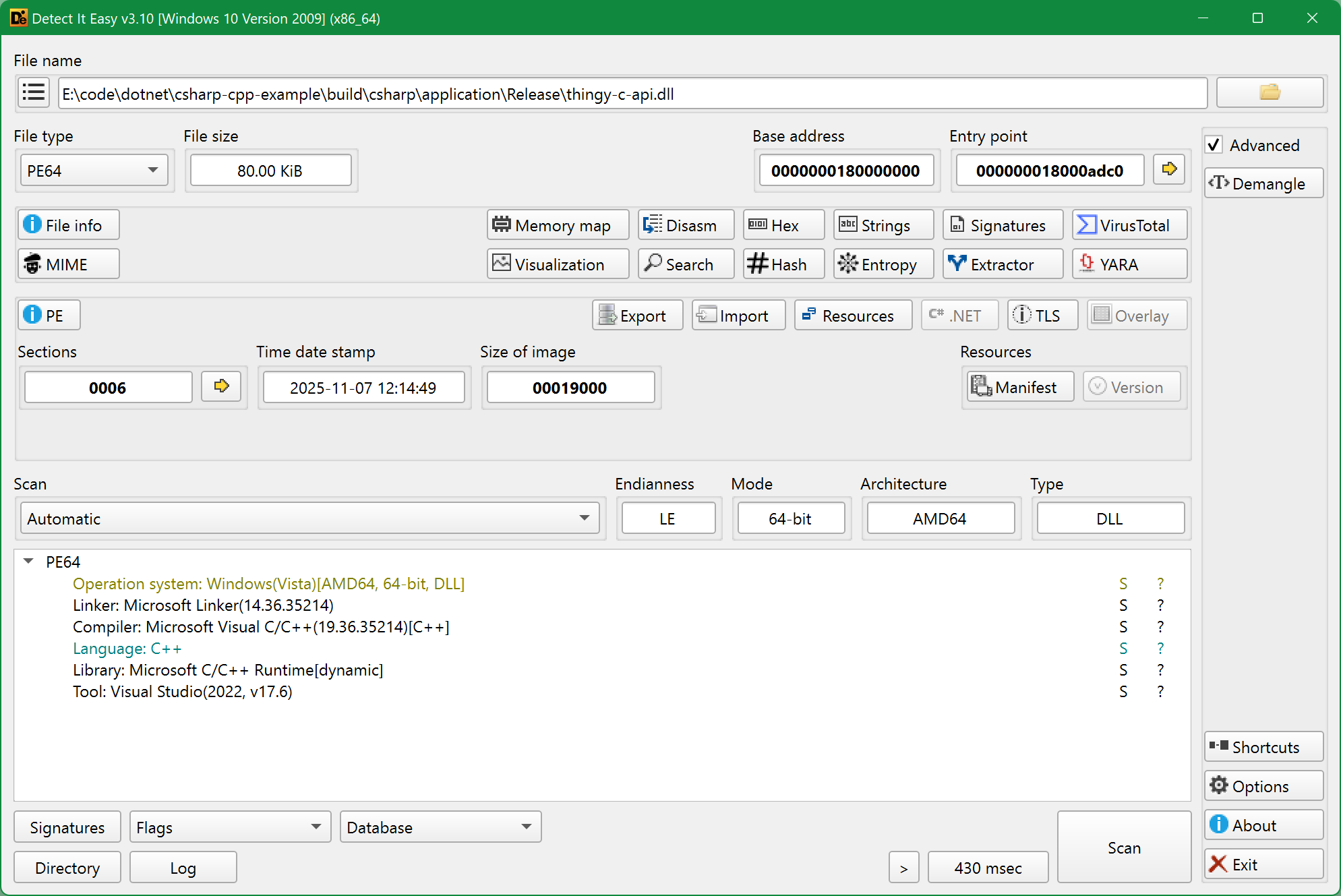 C++ library in a .NET/C# project with CMake | Declaration of VAR